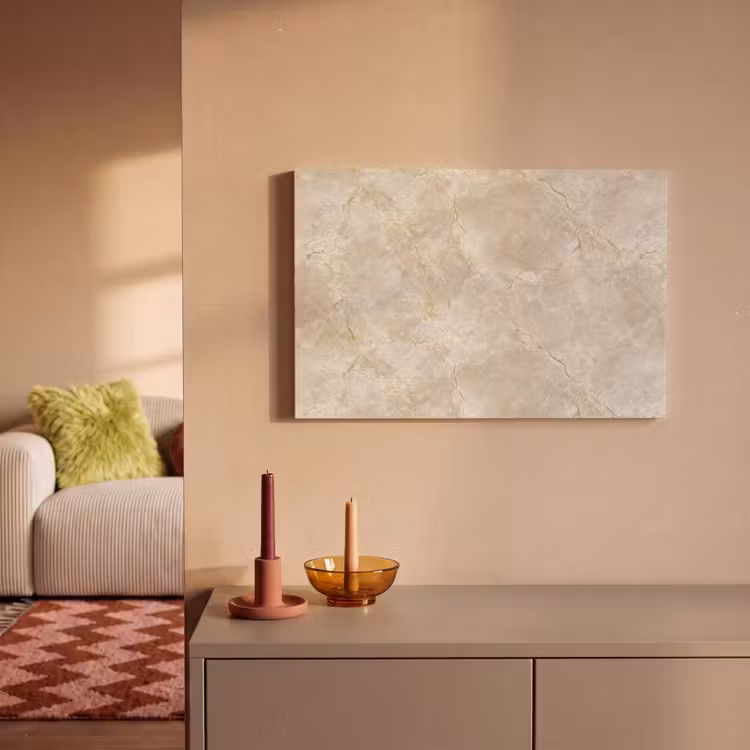 Canvas schilderij - Lichtbeige - Marmer - Aders — 1