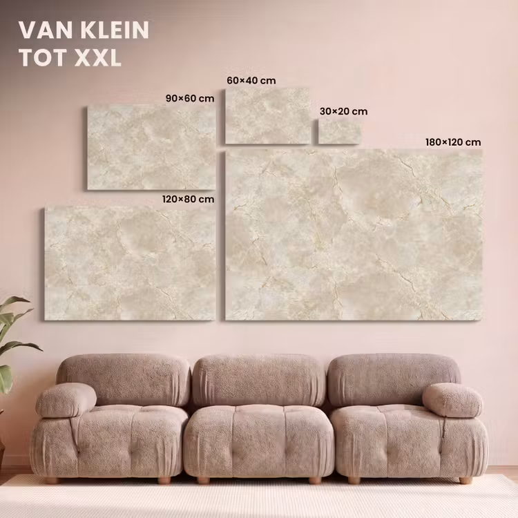 Canvas schilderij - Lichtbeige - Marmer - Aders — 7