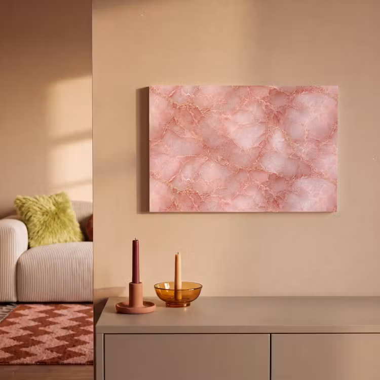 Canvas schilderij - Roze - Kwarts - Goud - Marmer — 1