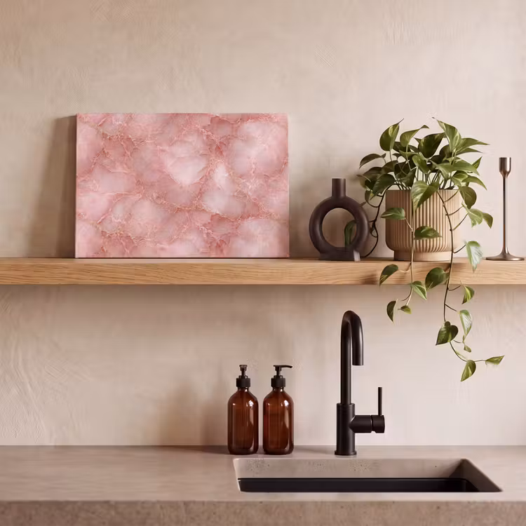 Canvas schilderij - Roze - Kwarts - Goud - Marmer — 3
