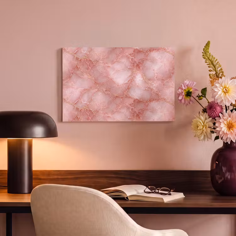Canvas schilderij - Roze - Kwarts - Goud - Marmer — 5