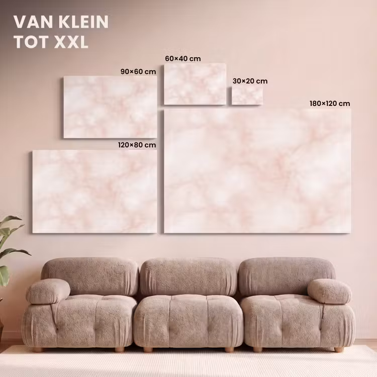 Canvas schilderij - Roze - Marmer - Crème — 7