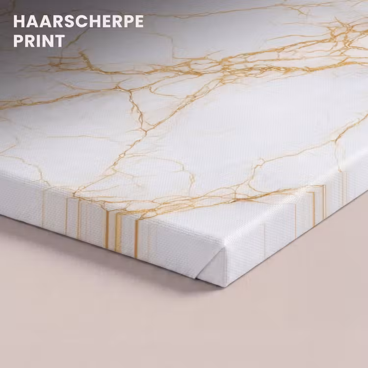 Canvas schilderij - Wit - Goud - Marmer - Aders — 4