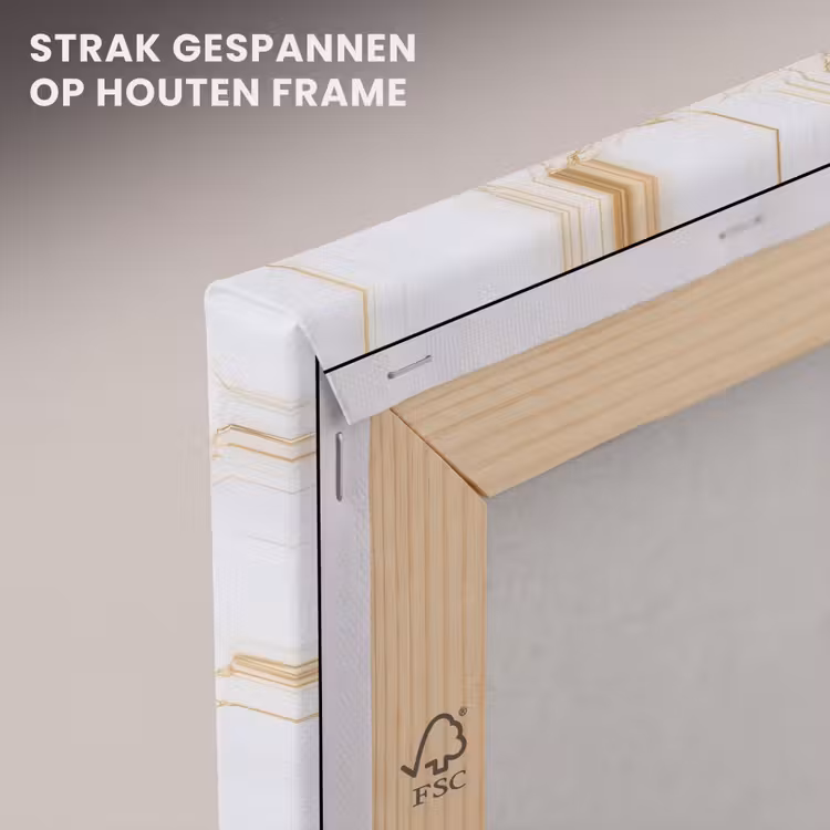 Canvas schilderij - Wit - Goud - Marmer - Aders — 6