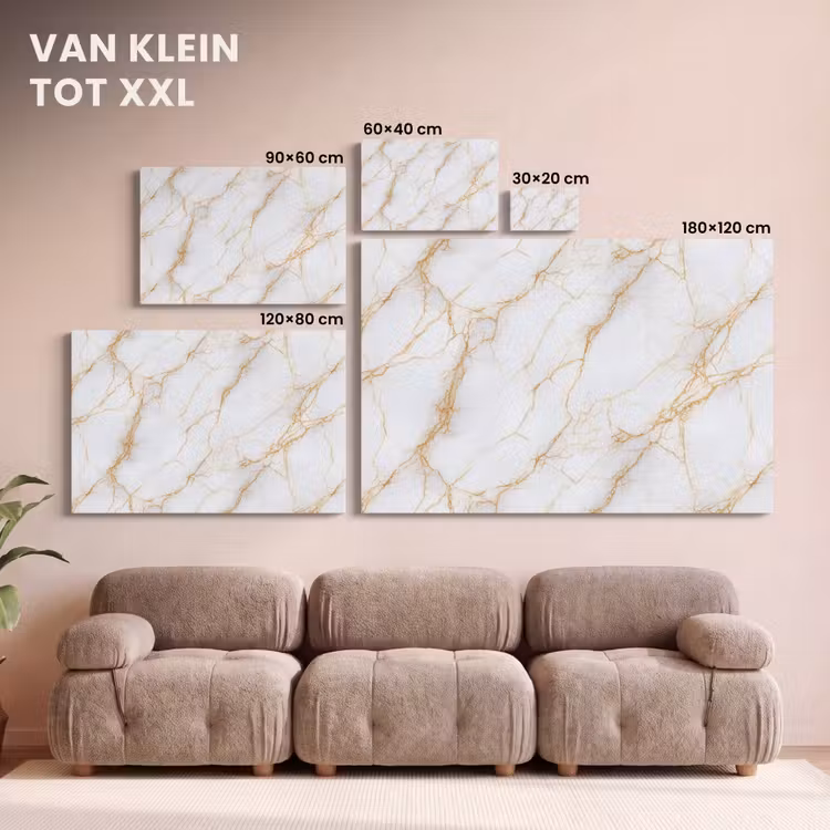 Canvas schilderij - Wit - Goud - Marmer - Aders — 7