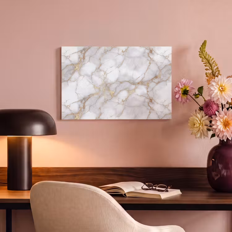 Canvas schilderij - Wit - Goud - Marmer - Grijs — 5