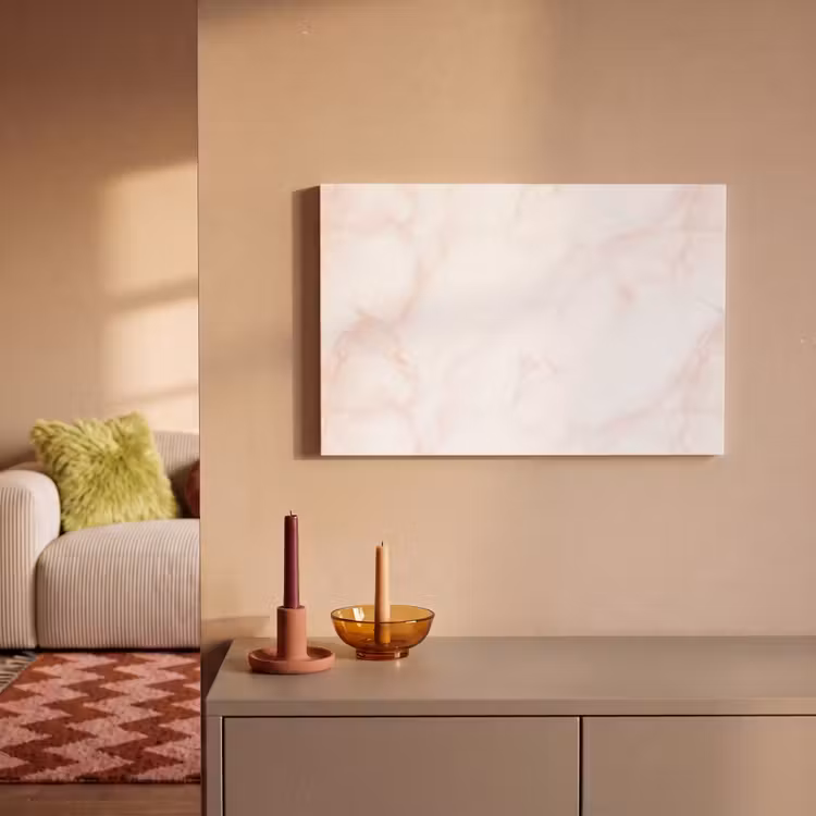 Canvas schilderij - Zalmroze - Marmer - Aders — 1