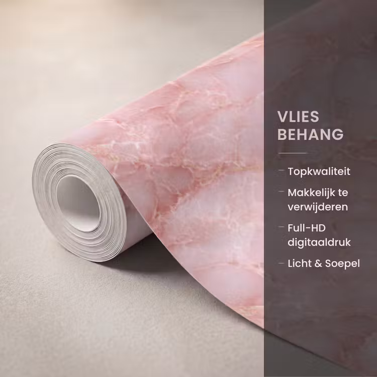 Behang - Roze - Kwarts - Goud - Marmer — 3
