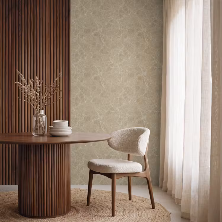 Behang - Beige - Marmer - Witte aders — 4