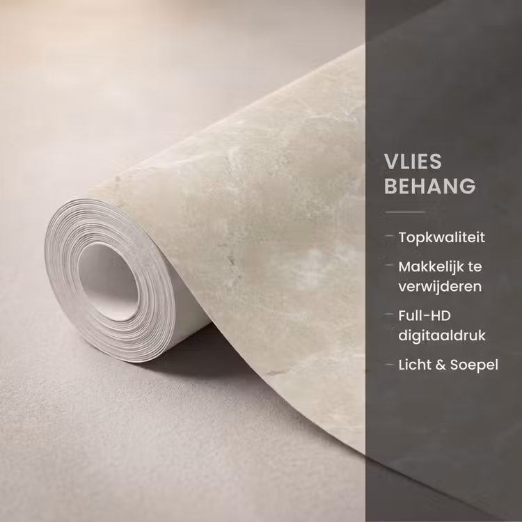 Behang - Lichtbeige - Marmer - Diffusie adering — 3