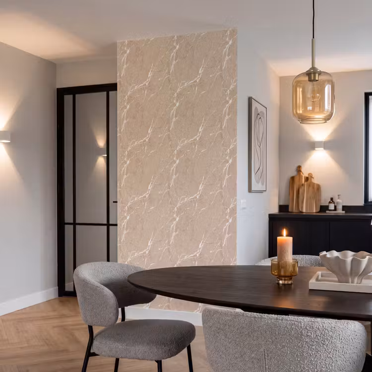 Behang - Beige - Marmer - Organisch - Wit — 5
