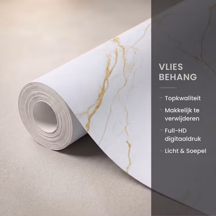 Behang - Wit - Marmer - Goud - Luxueus — 3