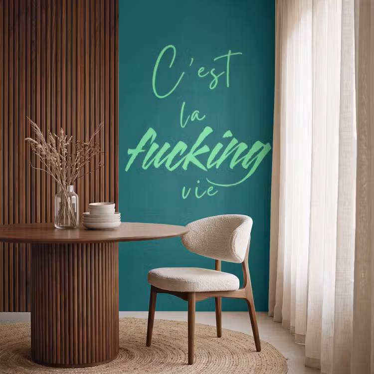 Behang - c'est la fucking vie - Groen - Handgeschreven — 4