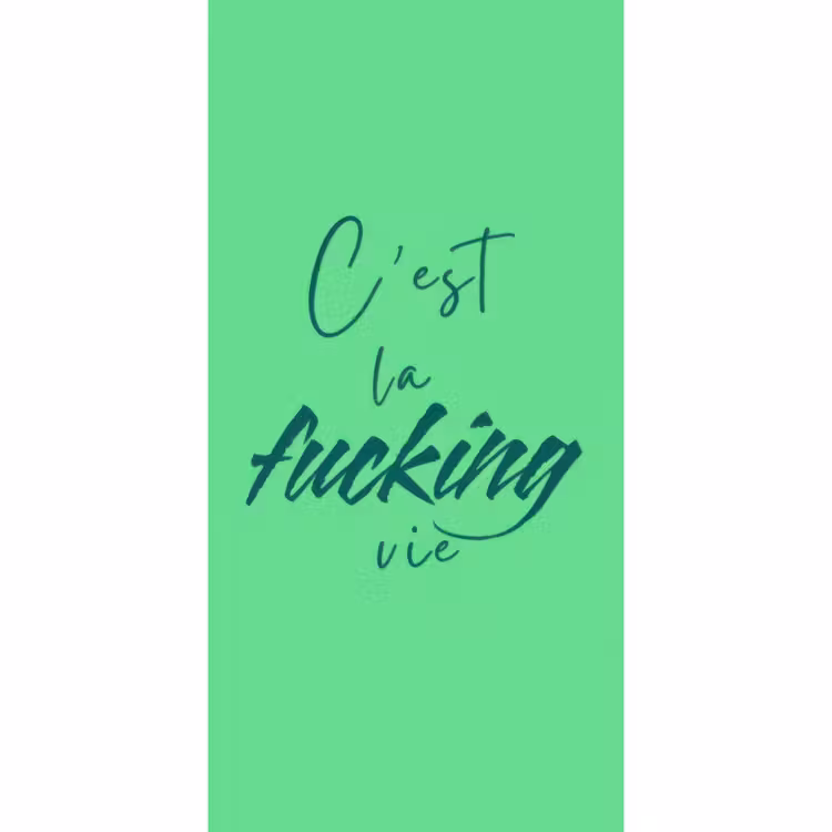 Behang - c'est la fucking vie - Groen - Penseelstijl — 2