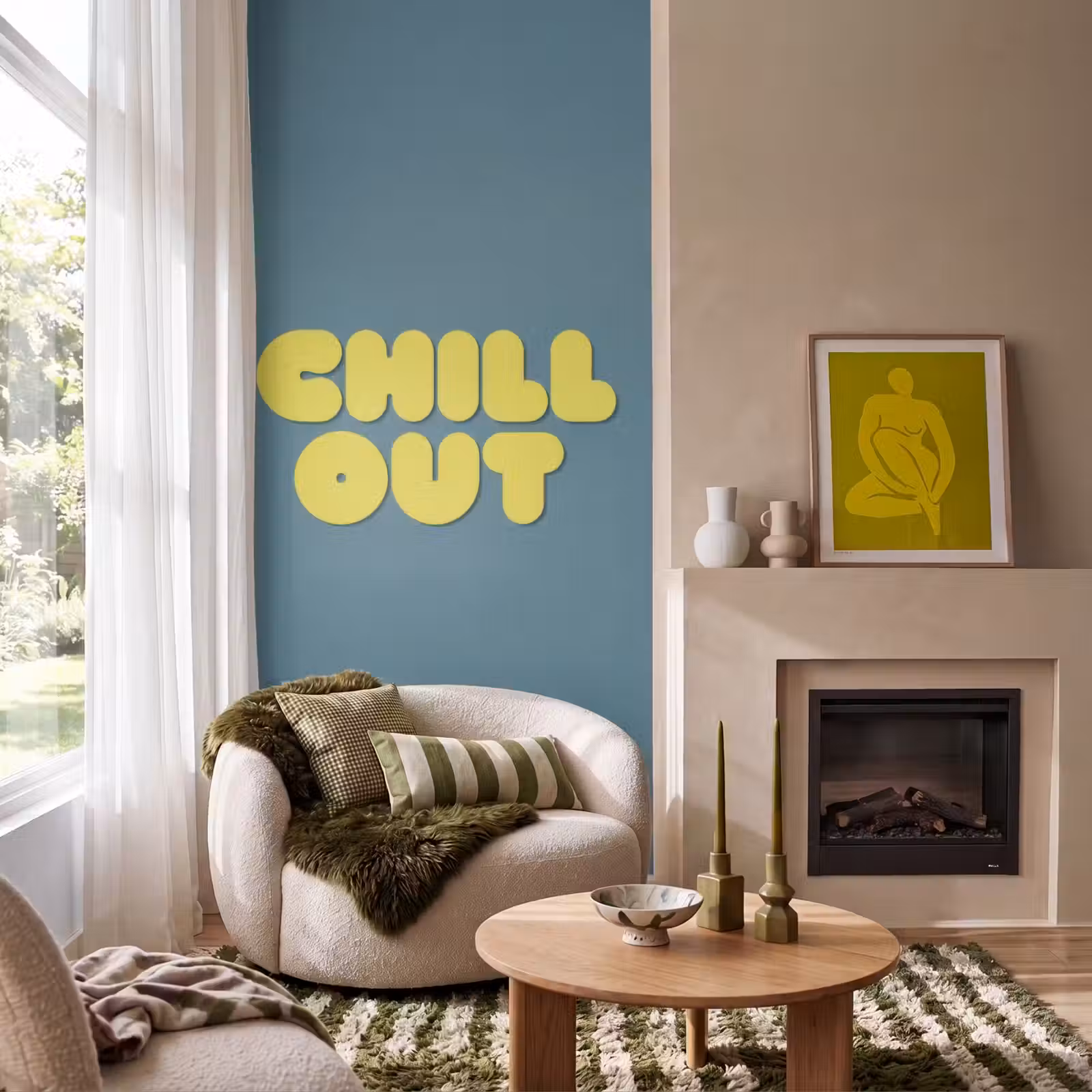 Behang - Chill out - Geel - Blauw — 1