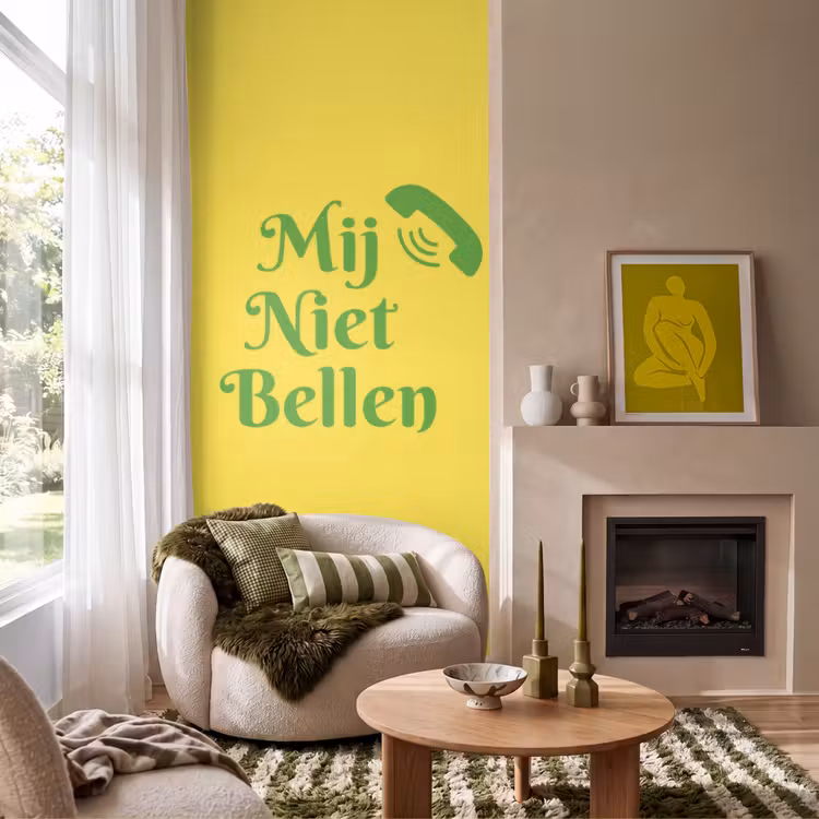 Behang - Mij niet bellen - Telefoon - Geel — 1