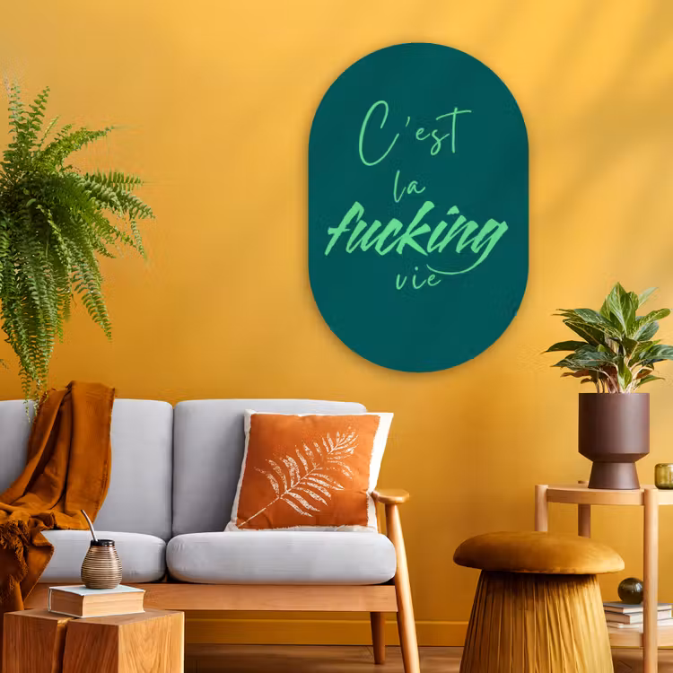 Muurovaal - Glas - c'est la fucking vie - Groen - Handgeschreven — 3