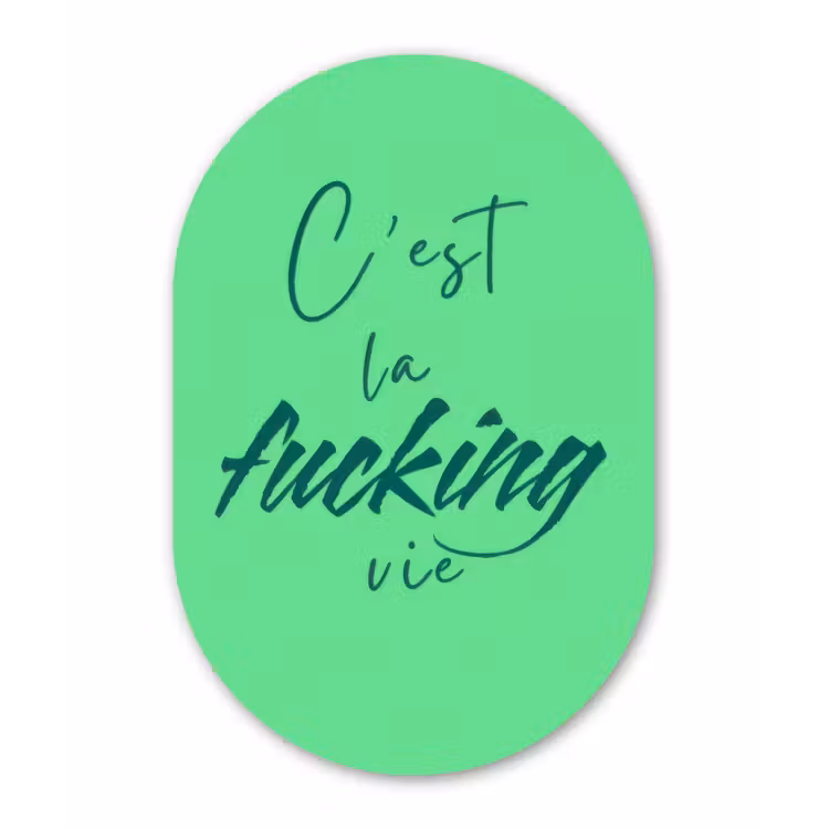 Muurovaal - Glas - c'est la fucking vie - Groen - Penseelstijl — 1