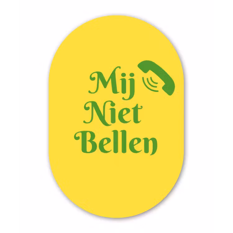 Muurovaal - Glas - Mij niet bellen - Telefoon - Geel — 1