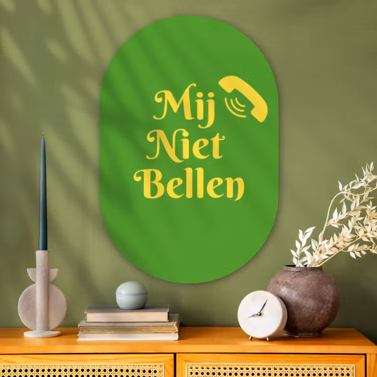 Muurovaal - Glas - Mij niet bellen - Telefoon - Groen — 2