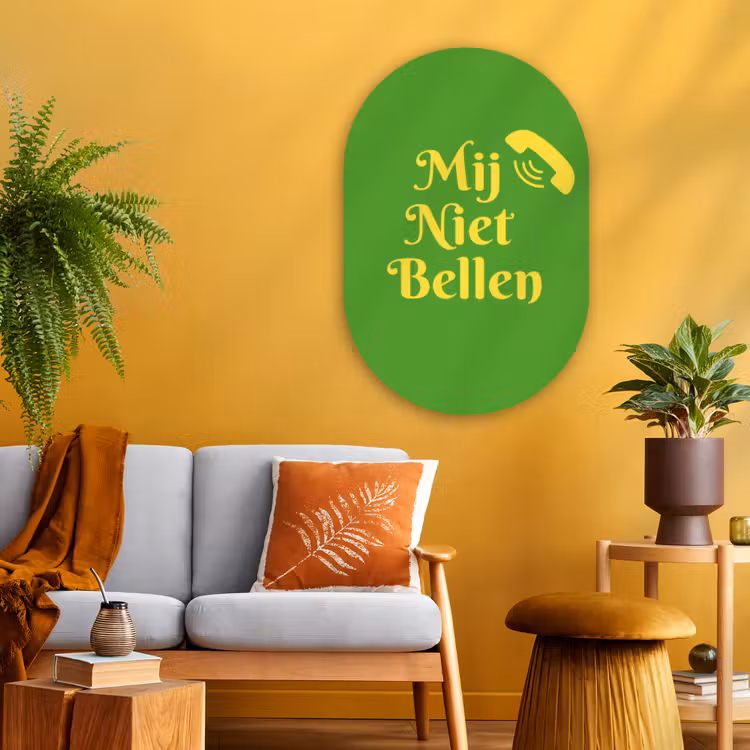 Muurovaal - Glas - Mij niet bellen - Telefoon - Groen — 3