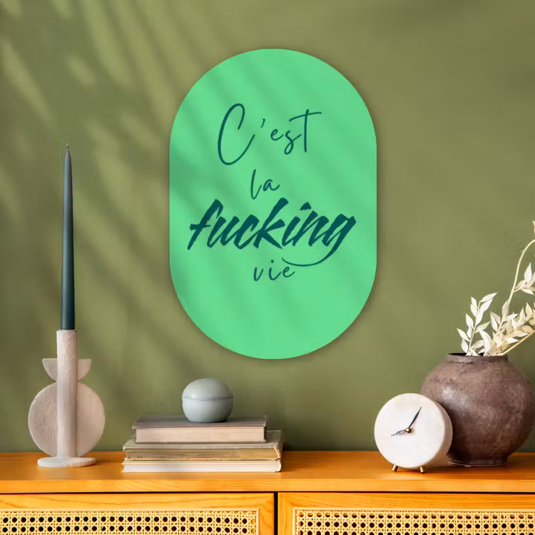Muurovaal - Kunststof - c'est la fucking vie - Groen - Penseelstijl — 2