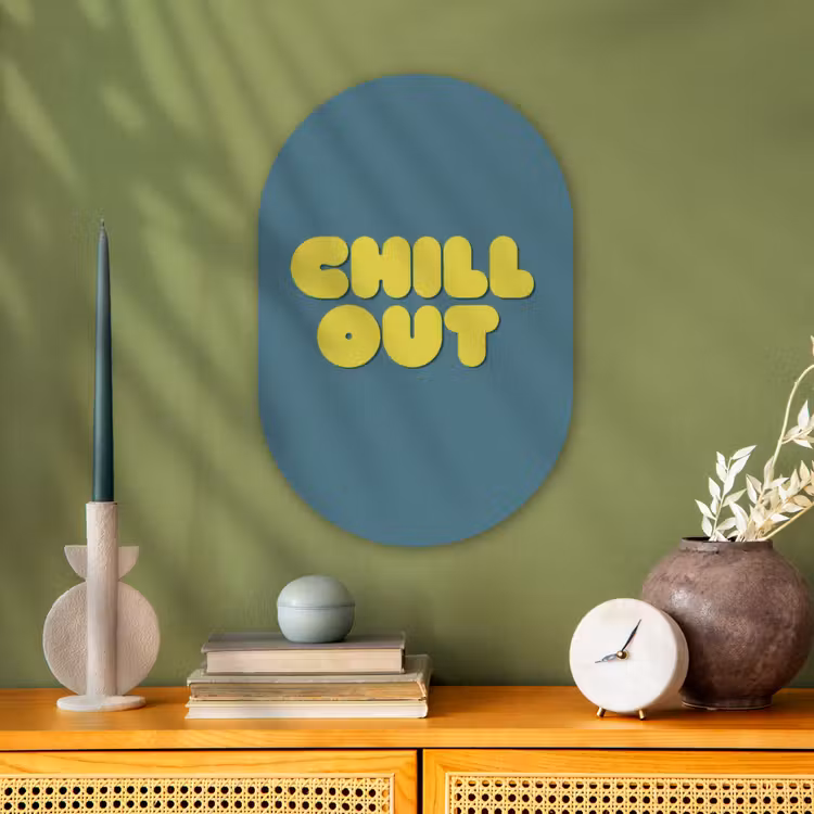 Muurovaal - Kunststof - Chill out - Geel - Blauw — 1