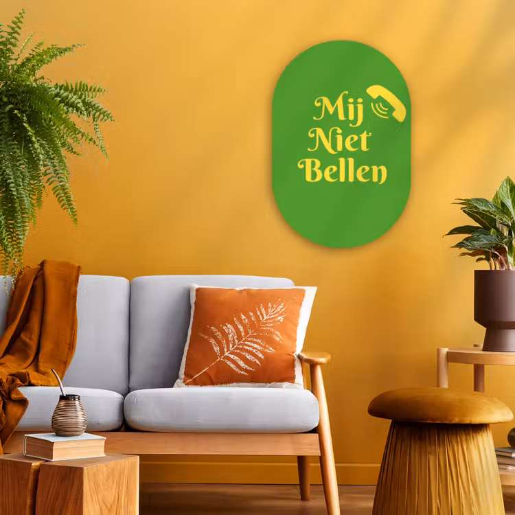 Muurovaal - Kunststof - Mij niet bellen - Telefoon - Groen — 1