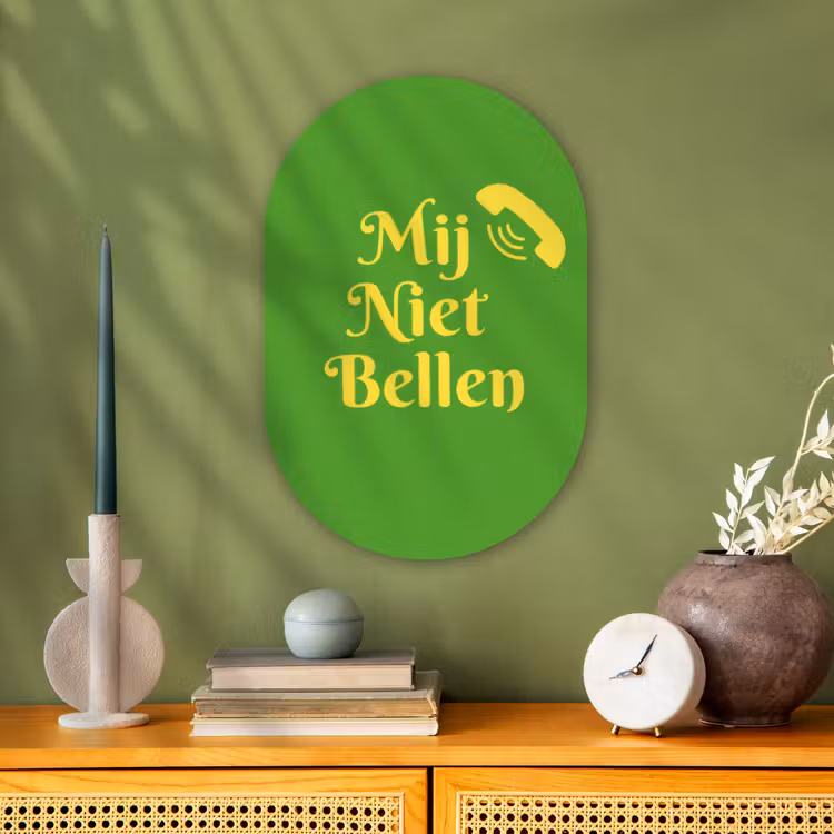 Muurovaal - Kunststof - Mij niet bellen - Telefoon - Groen — 2