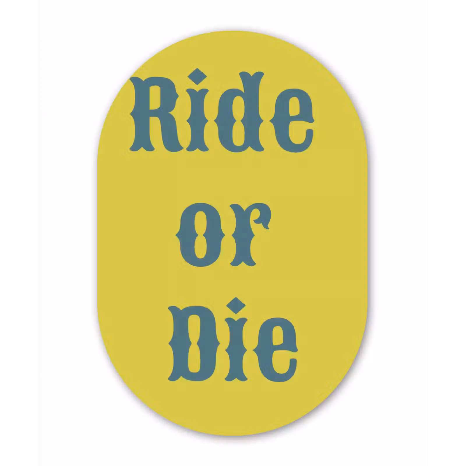 Muurovaal - Glas - Ride or die - Geel - Blauw — 1