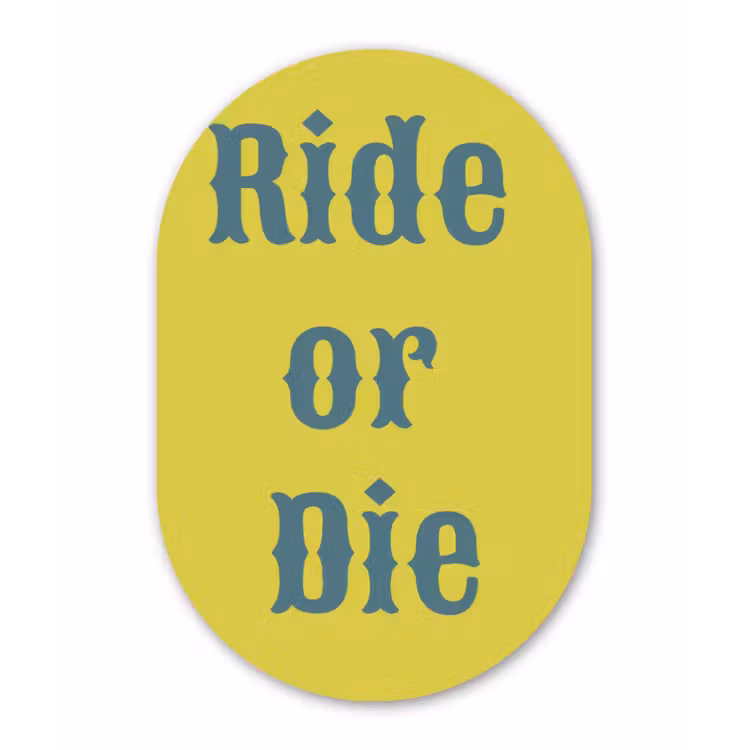 Muurovaal - Glas - Ride or die - Geel - Blauw — 1