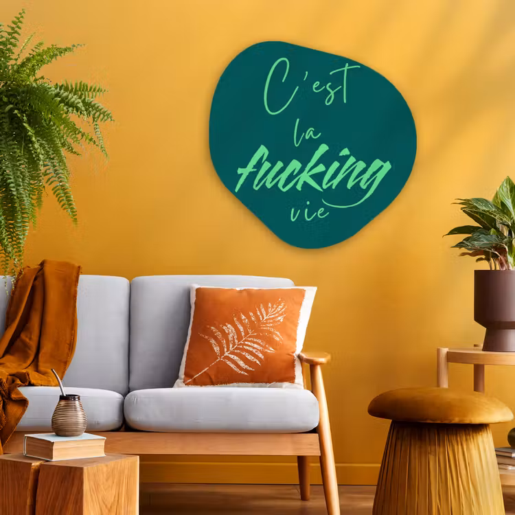 Organisch schilderij - Glas - c'est la fucking vie - Groen - Handgeschreven — 3