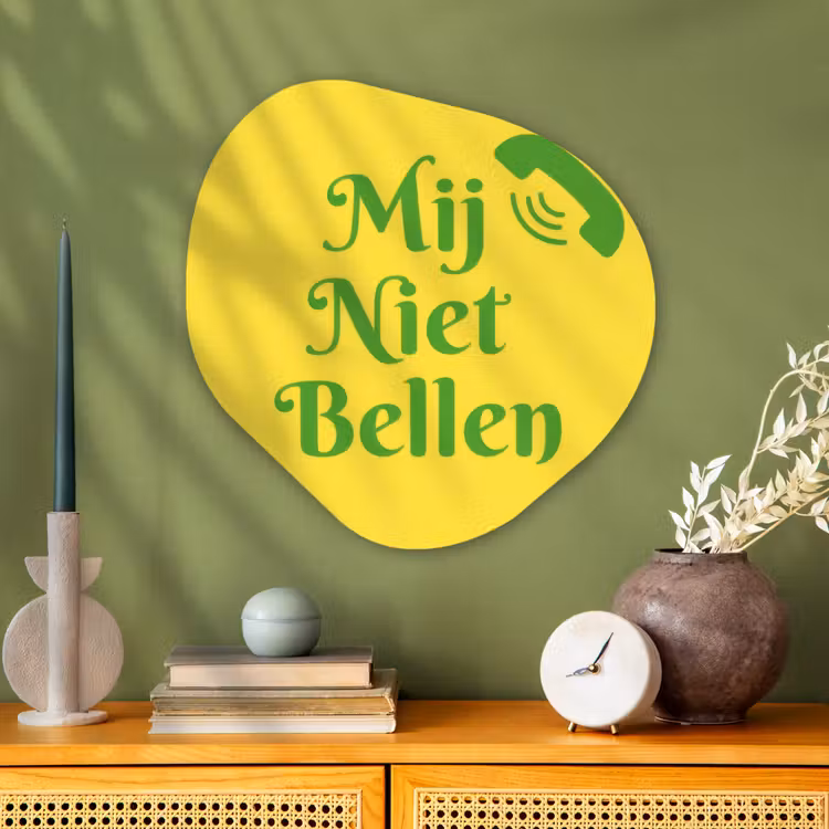 Organische schilderij - Aluminium - Mij niet bellen - Telefoon - Geel — 2