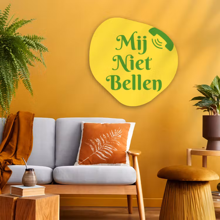 Organische schilderij - Aluminium - Mij niet bellen - Telefoon - Geel — 3
