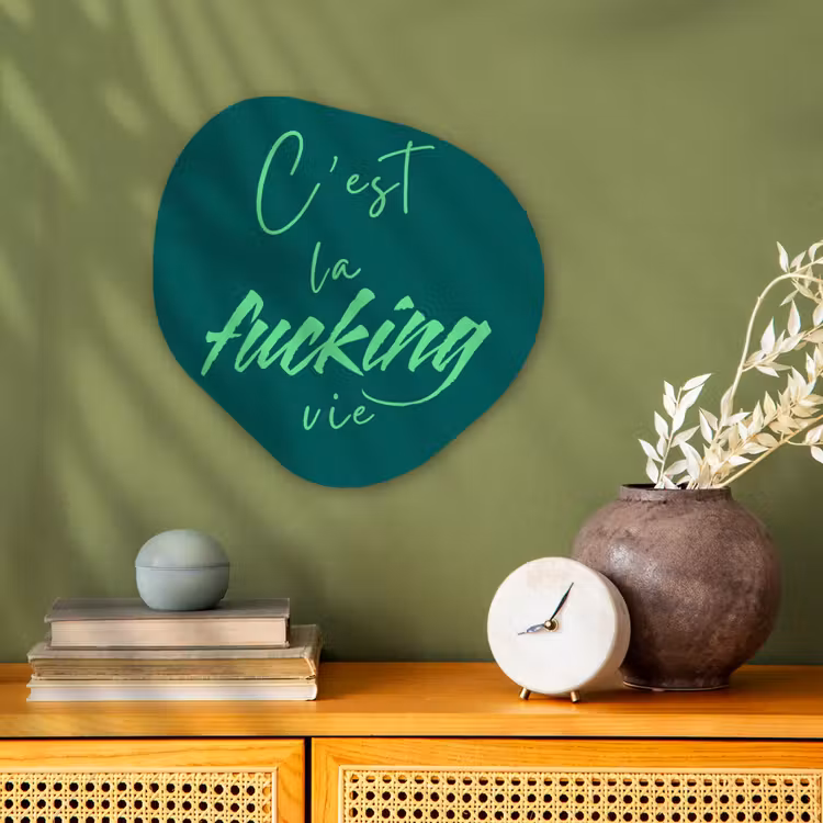 Organisch schilderij - Forex - c'est la fucking vie - Groen - Handgeschreven — 2