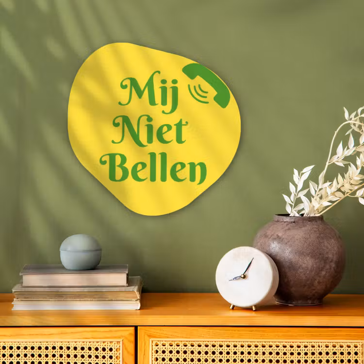 Organisch schilderij - Forex - Mij niet bellen - Telefoon - Geel — 2