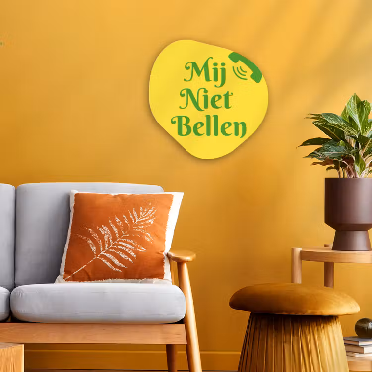 Organisch schilderij - Forex - Mij niet bellen - Telefoon - Geel — 3