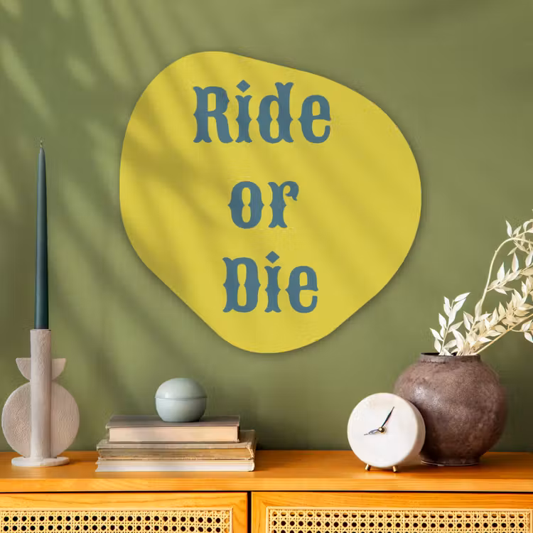 Organische schilderij - Aluminium - Ride or die - Geel - Blauw — 2