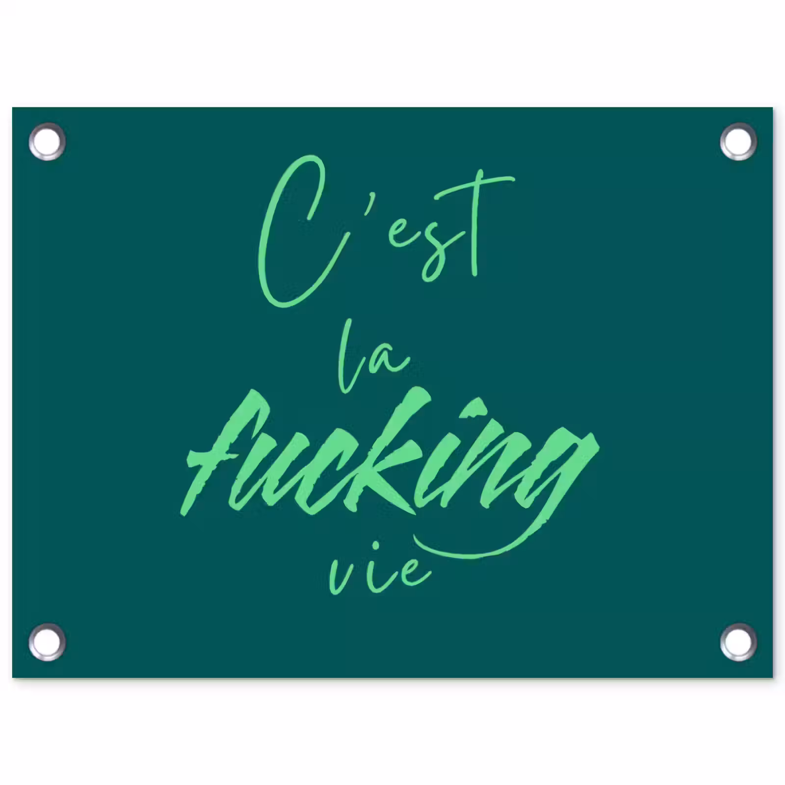 Tuinposter - c'est la fucking vie - Groen - Handgeschreven — 1