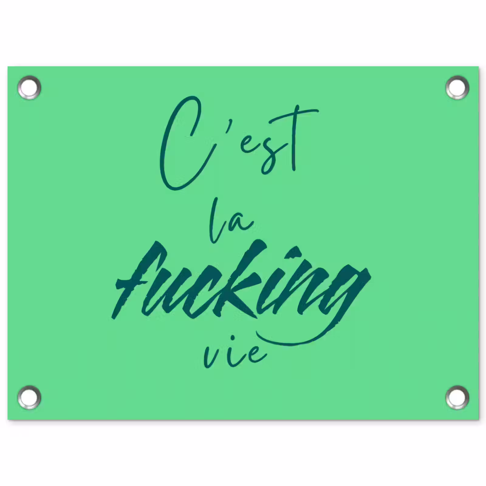 Tuinposter - c'est la fucking vie - Groen - Penseelstijl — 1