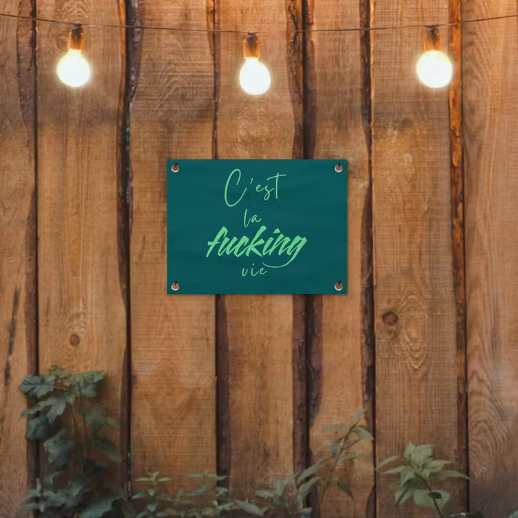 Tuinposter - c'est la fucking vie - Groen - Handgeschreven — 2