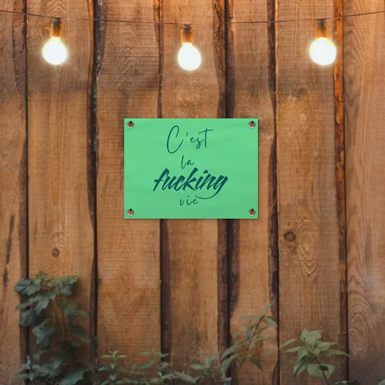 Tuinposter - c'est la fucking vie - Groen - Penseelstijl — 2