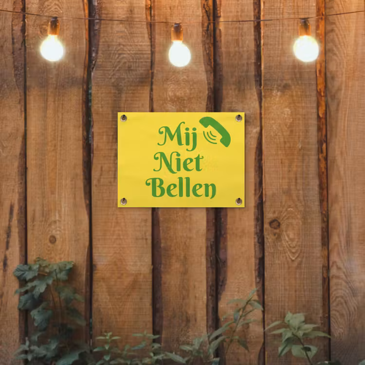 Tuinposter - Mij niet bellen - Telefoon - Geel — 2