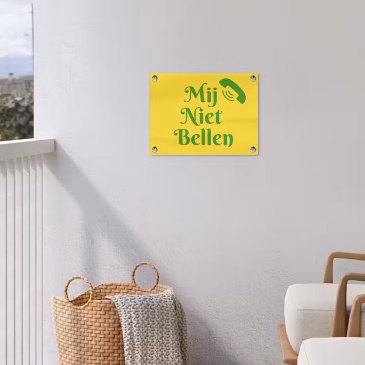 Tuinposter - Mij niet bellen - Telefoon - Geel — 3