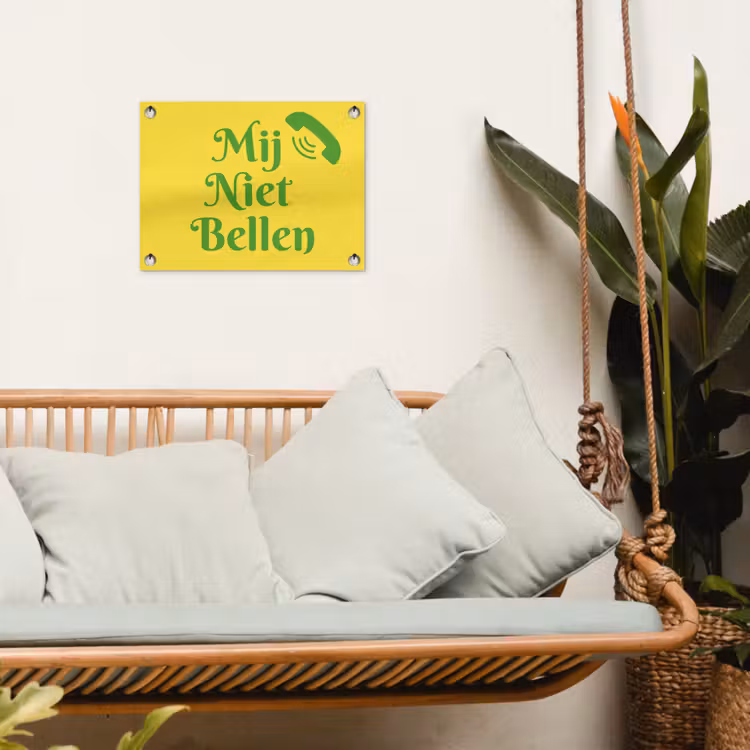 Tuinposter - Mij niet bellen - Telefoon - Geel — 5