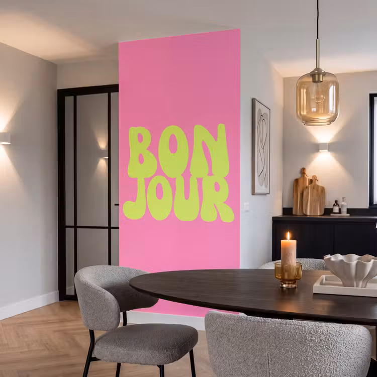 Behang - Bonjour - Roze - Fel groen — 5