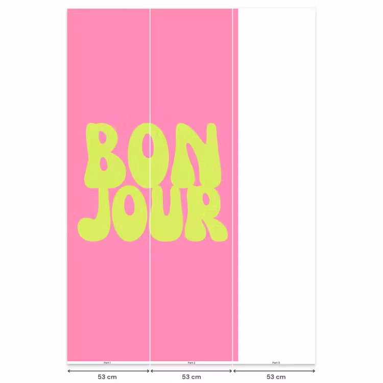 Behang - Bonjour - Roze - Fel groen — 6