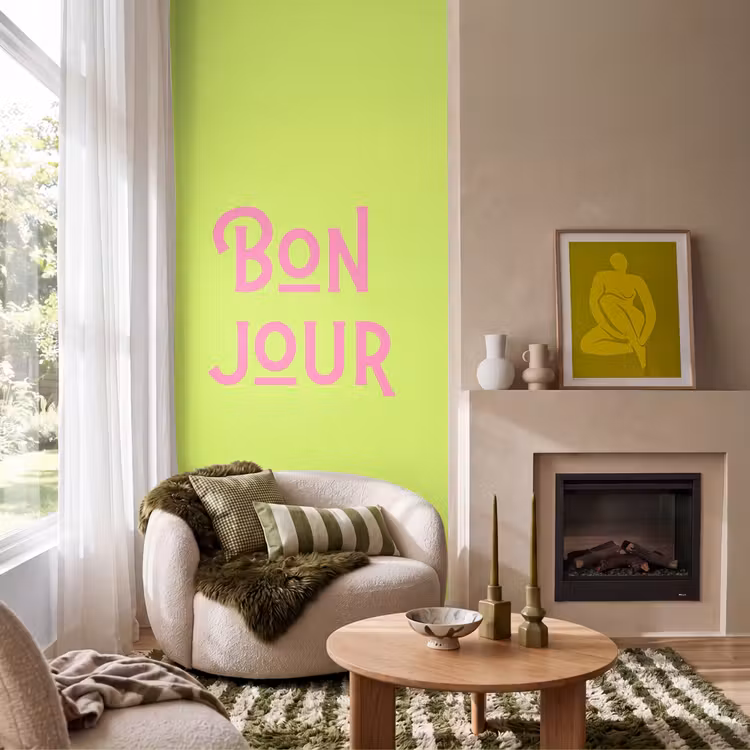 Behang - Groen - Roze - Bonjour - Art — 1