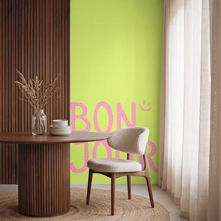 Behang - Groen - Smiley - Bonjour - Roze — 4