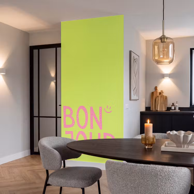 Behang - Groen - Smiley - Bonjour - Roze — 5